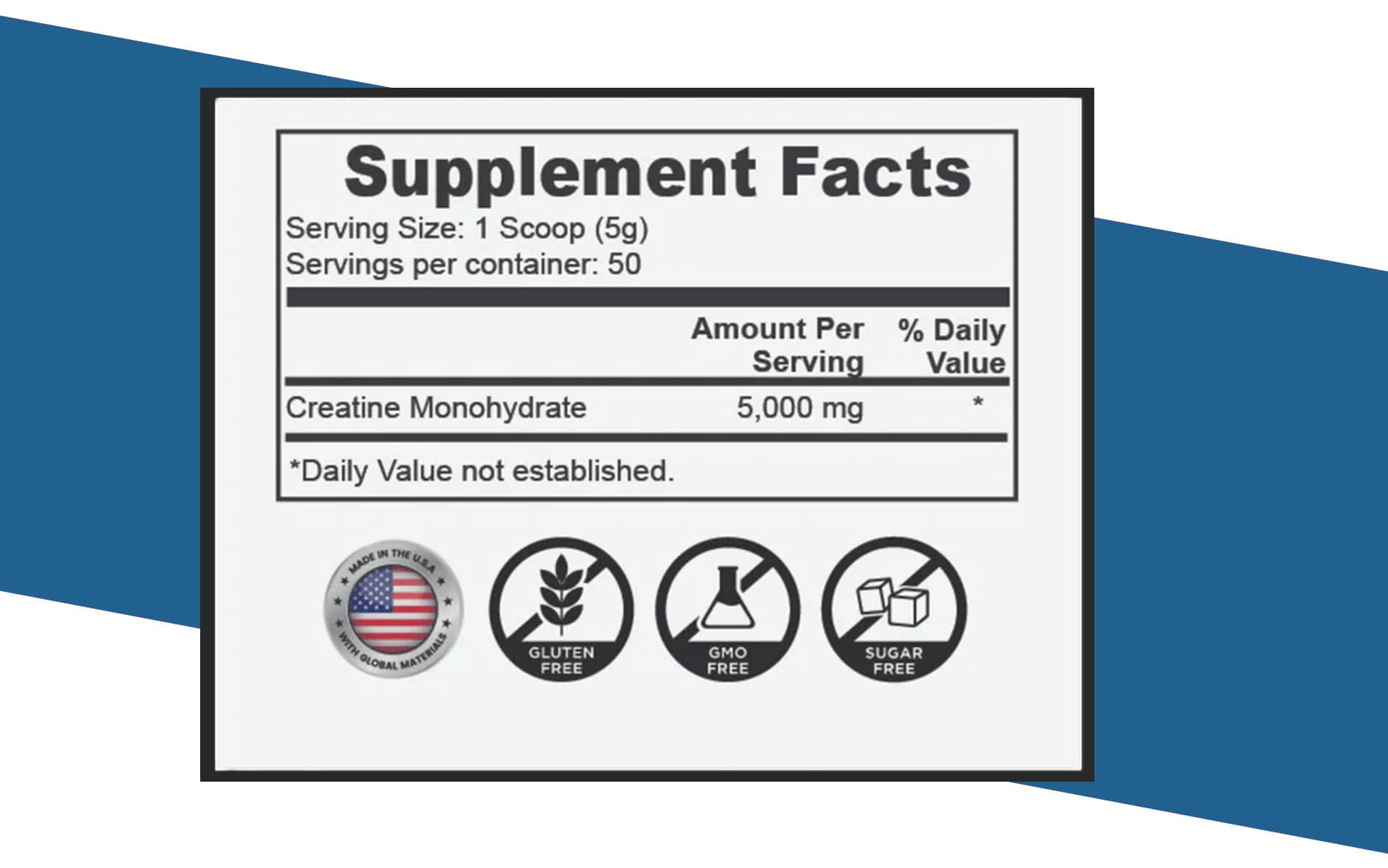 Supplement facts - creatine monohydrate powder