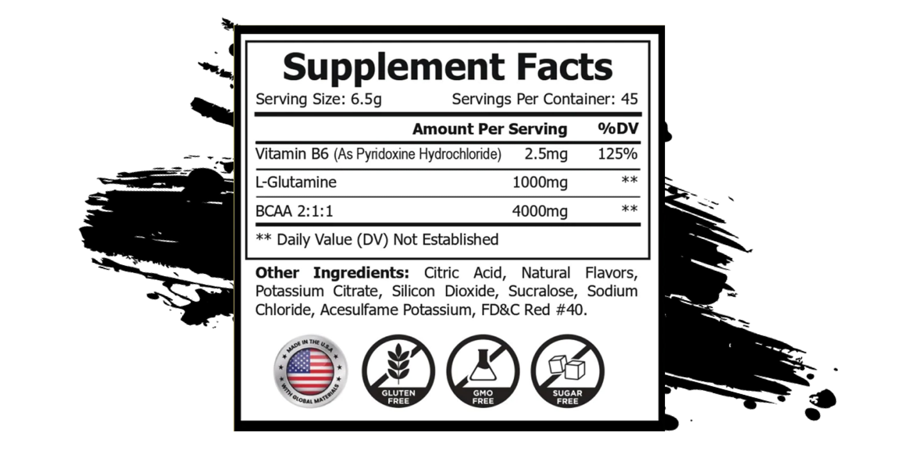 Supplement facts - bcaa protein powder